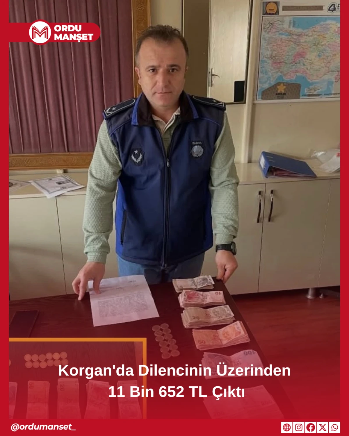 Korgan'da Dilencinin &Uuml;zerinden 11 Bin 652 TL &Ccedil;ıktı